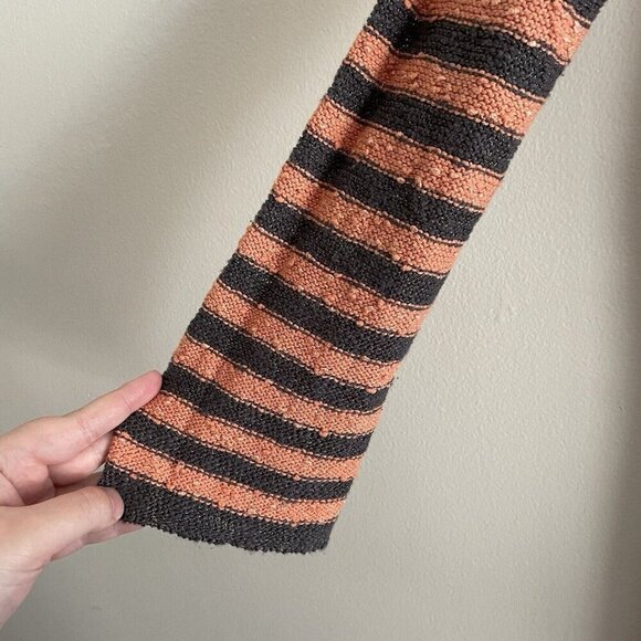 Free People XS Peach Gray Oversized Counting Stripes Swing Tunic Sweater Dress - Picture 4 of 11